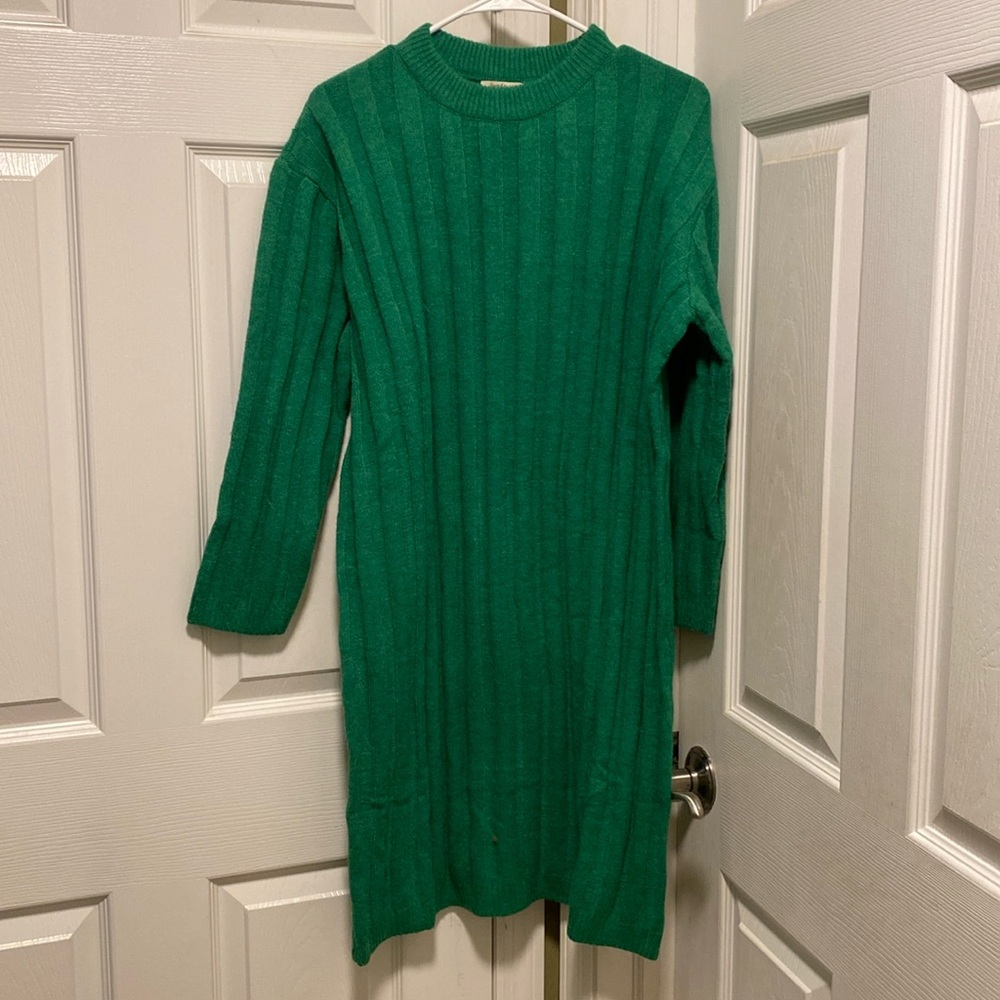 Womens Green Sunday Up Sweater Dress